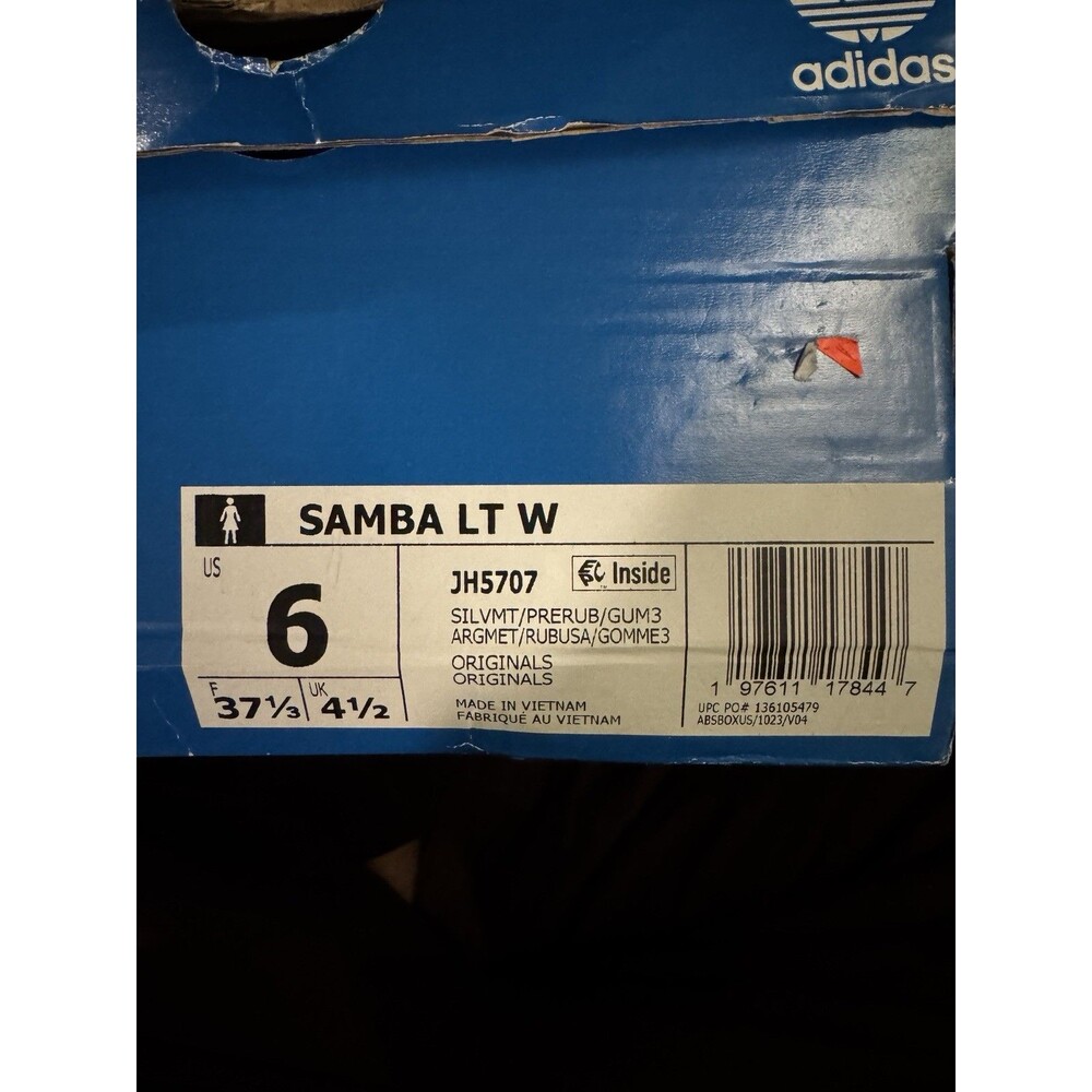 Size 6w - Adidas Samba LT Silver Metallic Preloved Ruby W - Picture 9 of 9